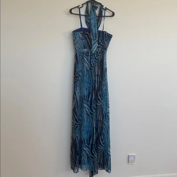 BCBGMaxAzria Blue and Black Swirl Maxi Dress - Picture 2 of 3